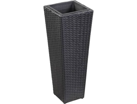 Vaso/floreira de jardim 30x30x80 cm vime PE preto