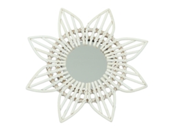 Espelho de Parede Rattan Flor Branca LAXISCREED