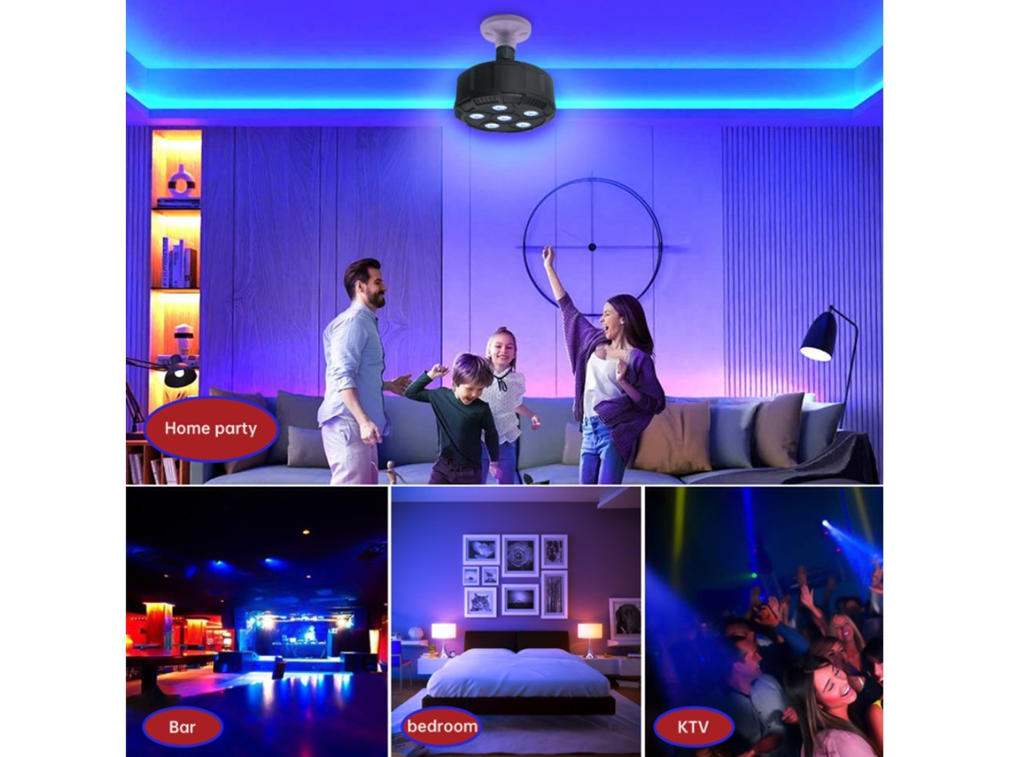 Luz de Palco Mini Par Rgbw com Controle Remoto e Voz, Base E27, 5leds para Festas, KTV e Bar