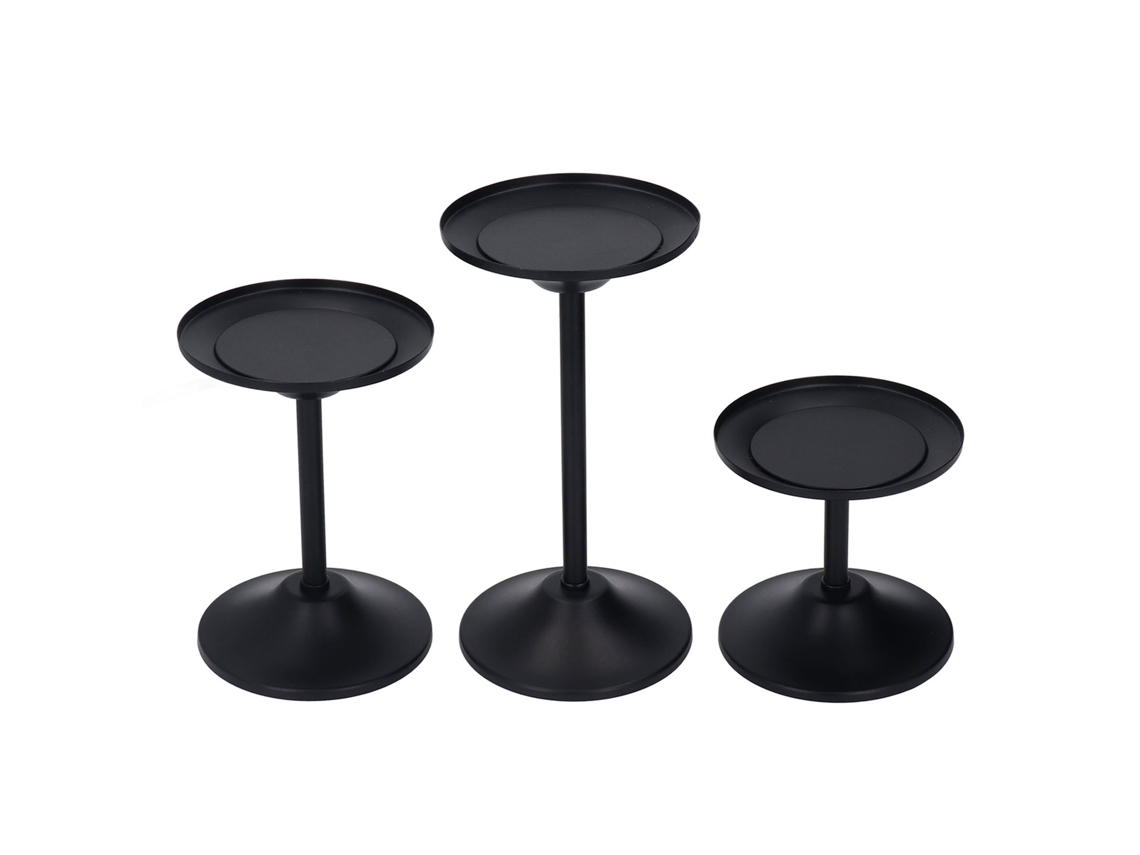 Suportes de Velas Retro Moderno Preto Conjunto 3