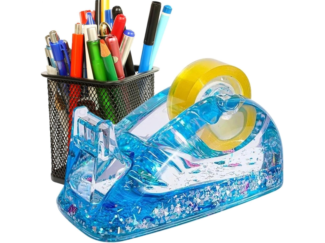 Dispensador de Fita Adesivo de Mesa com Glitter Acrílico
