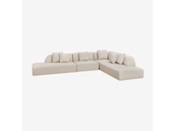 Sklum Sofá Modular De Canto Em L De 4 Peças Com Duplo Divã Estofado Cardea Poliéster                       Chenille Beige Creme