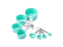 Kit De Utensílios De Medição, 8 Peças, Aço Inoxidável E Plástico, Azul, Para Ingredientes Secos E Líquidos