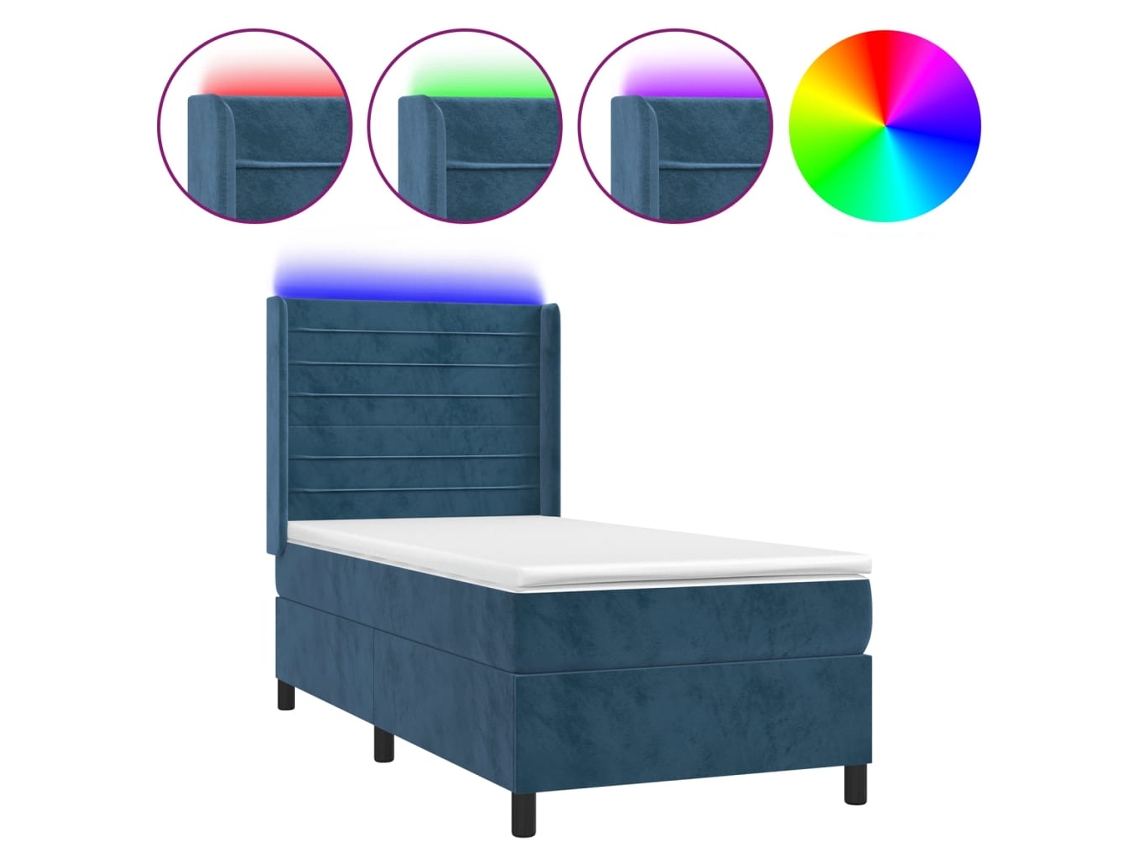 Box Spring Bed, Box Spring Beds Vidaxl Azul Veludo (100 X 200 Cm)