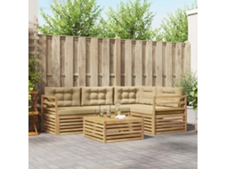 Vidaxl Conjunto De Sofás Para Exterior 5 Unid. Branco E Bege Poliéster