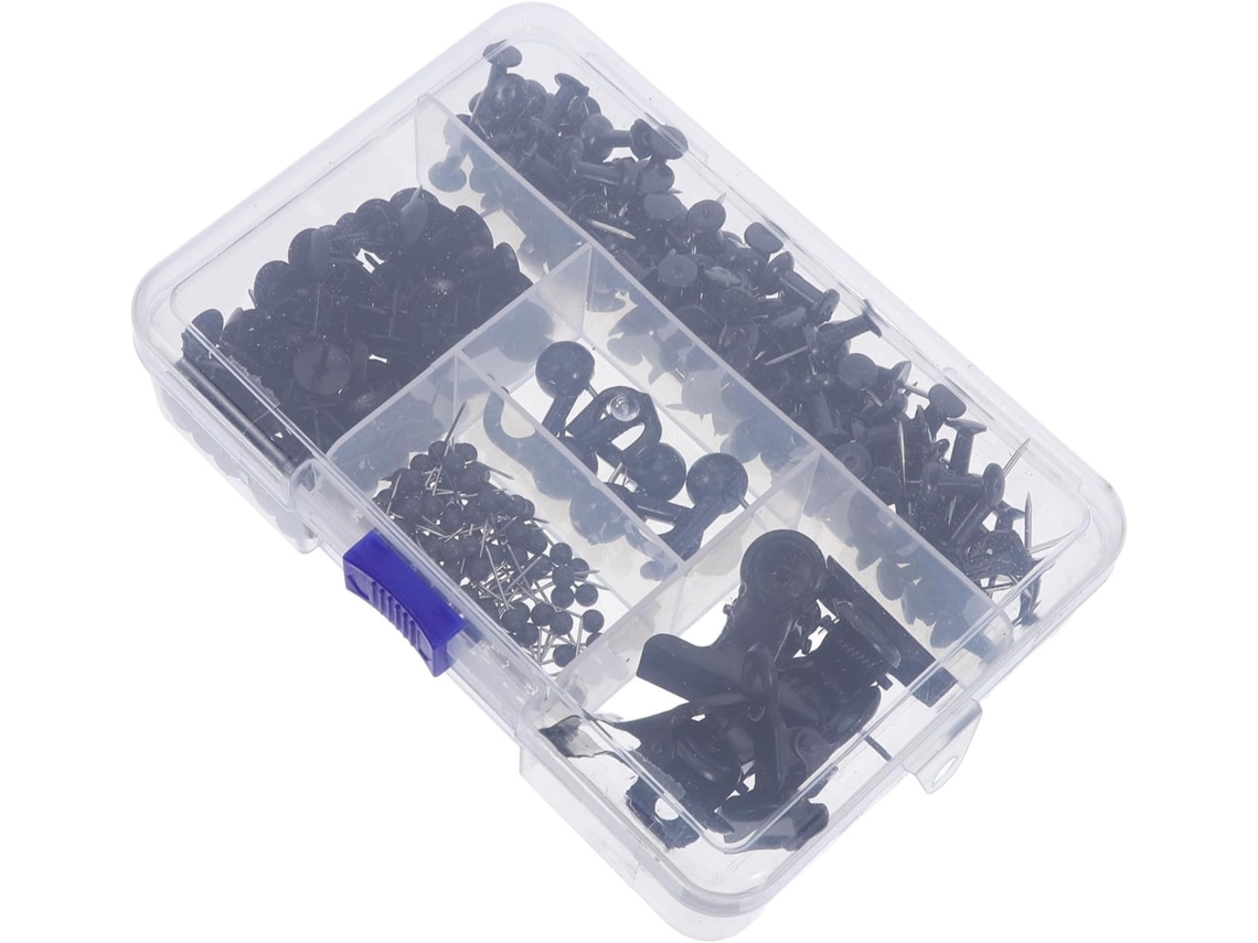 Organizador Tachinhas Toyandona, Preto, para Mapas e Documentos, com 5 Compartimentos, em Plástico e Aço Inoxidável