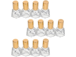 Nuobesty Frascos Roll-on Portáteis Para Óleos Essenciais, Vidro, Com 12 Unidades, 8ml, Cor Dourada