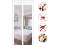 (90x200cm, Branco) Mosquiteiro Magnético Com Fecho Automático Para Portas, Cortina, Rede Insetos Com Ímãs E Sem Furação Hh