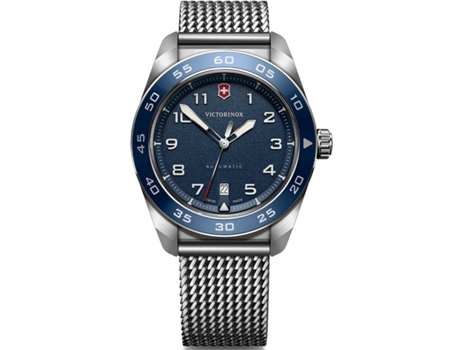Relógio Homem Swiss Army Ss Automatic Blue Dial, Mesh Aço 10 Bar Victorinox Swissarmy