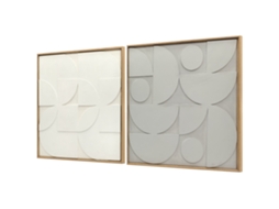 Decoração De Geométricos Parede Em Madeira 3d Conjunto De 2 Peças Com 80 Cm E Padrões Branco