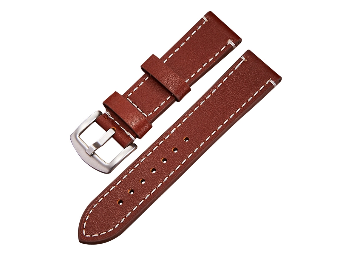 Correa De Cuero Con Hebilla De Acero Inoxidable Para Apple Watch Marrón Plata