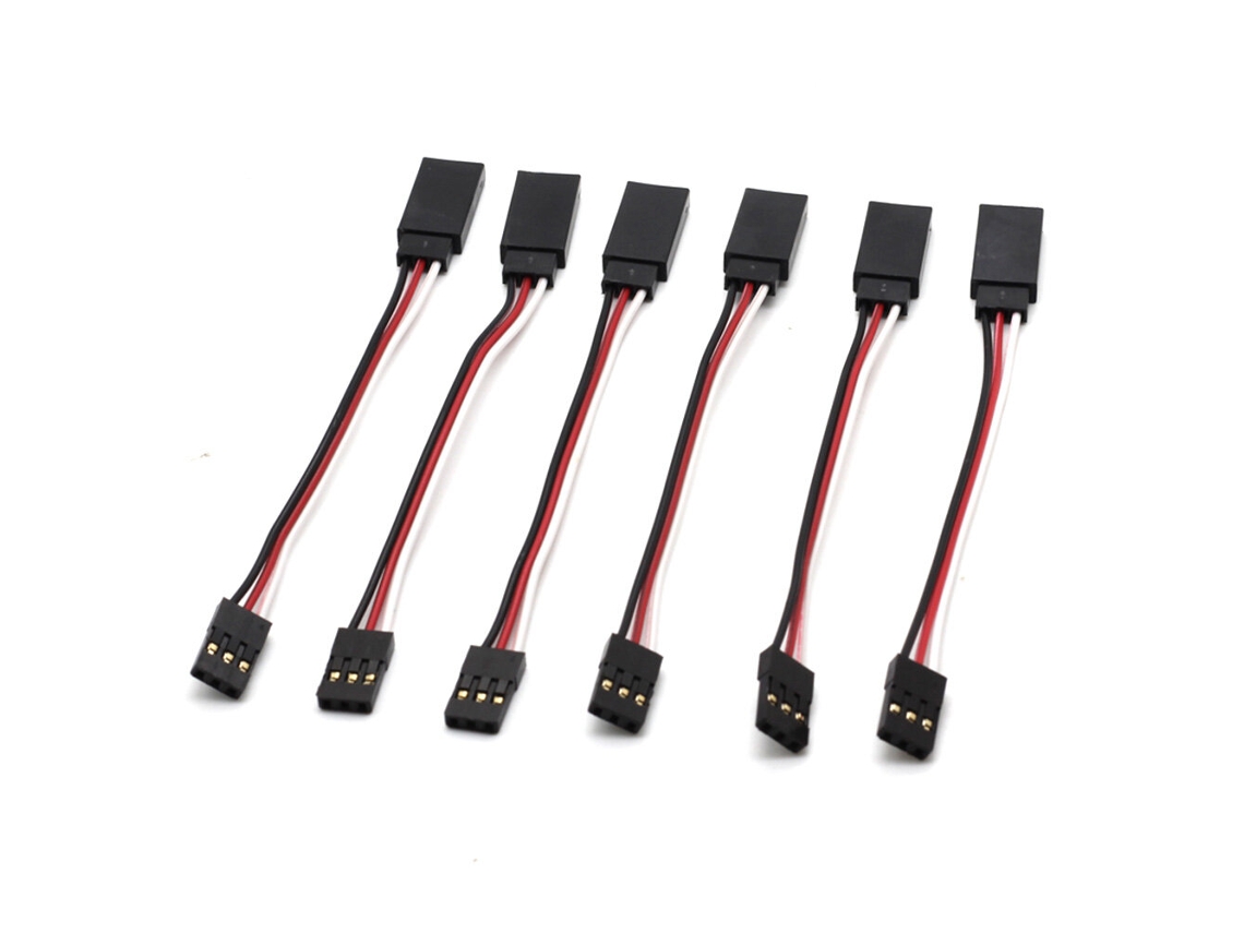 Kit com 10 Cabos Extensores Jr Macho para Fêmea, 3 Pinos, 100 Mm, 30 Condutores, para Servos Futaba e Jr / Carros, Aviões e Helicópteros Rc. MDUG