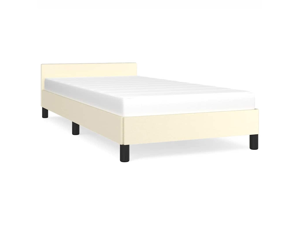Bed Frame With Headboard, Bed Frames With Headboard Vidaxl Creme Couro Artificial (90 X 200 Cm)