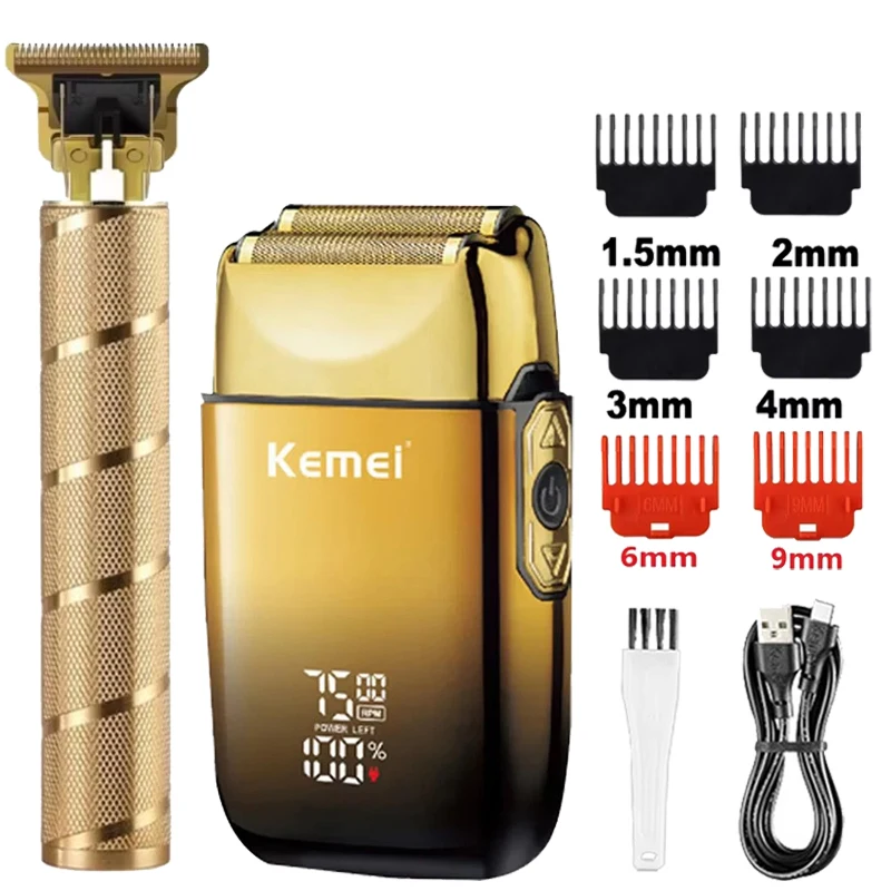 (dourado) Máquina De Cortar Cabelo Elétrica Profissional Masculina Aparador De Barba Kit De Cuidados Pessoais
