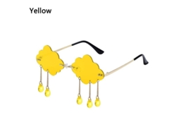 2026-óculos De Sol Retrô Sem Moldura Nuvens Com Pingentes De Diamante Uv400 Moda Feminina Masculina Vintage A-amarelo
