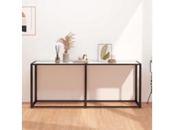 Vidaxl Mesa Consola Mármore Branco 180x35x75,5 Cm Vidro Temperado