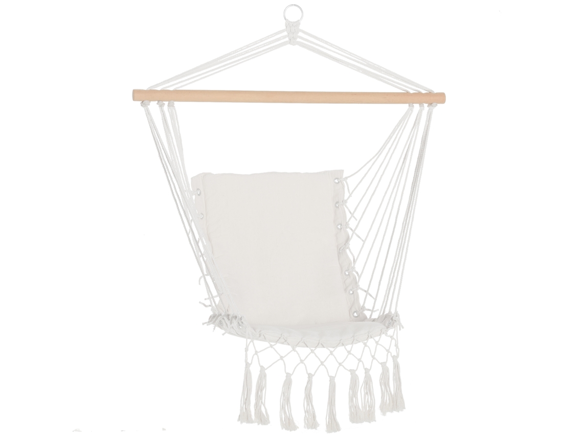 Cadeira suspensa BTFORUS com borlas, carga 120kg, estilo moderno para interior e exterior branco