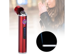 Isqueiro Elétrico Usb Portátil Led Resistente Ao Vento Vermelho