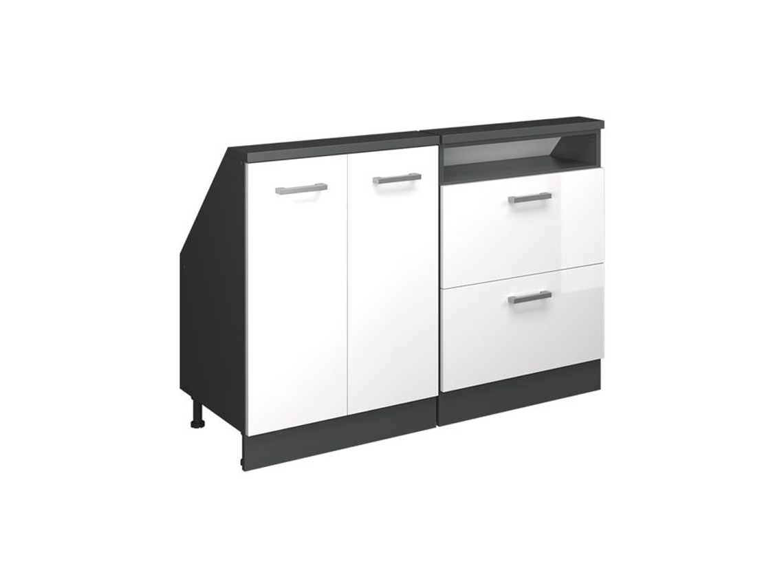 Conjunto de 2 Móveis Sob Medida VICCO 120cm Branco Brilhante e Antracite