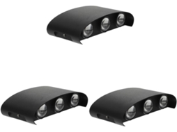 Luminária De Parede Led Preta Curvada Em Alumínio, Composta Por 3 Peças, Para Iluminação Decorativa De Paredes Internas E Externas.