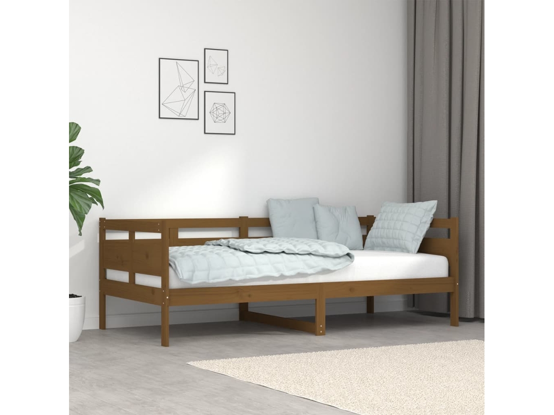 Sofá-cama 90x190 Cm Madeira De Pinus Maciça Marrom Mel