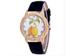 Reloj De Cuarzo Casual Con Correa De Jean Y Patrón De Frutas Trendy Zhoulianfa