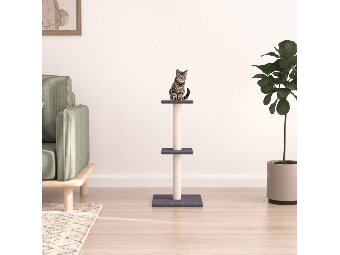 Vidaxl Árvore P/ Gatos C/ Postes Arranhadores Sisal 73 Cm Cinza-escuro