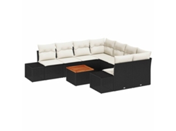 Maison Exclusive - Conjunto De Sofá De Jardim 9 Unid. Preto E Creme Vime Pe