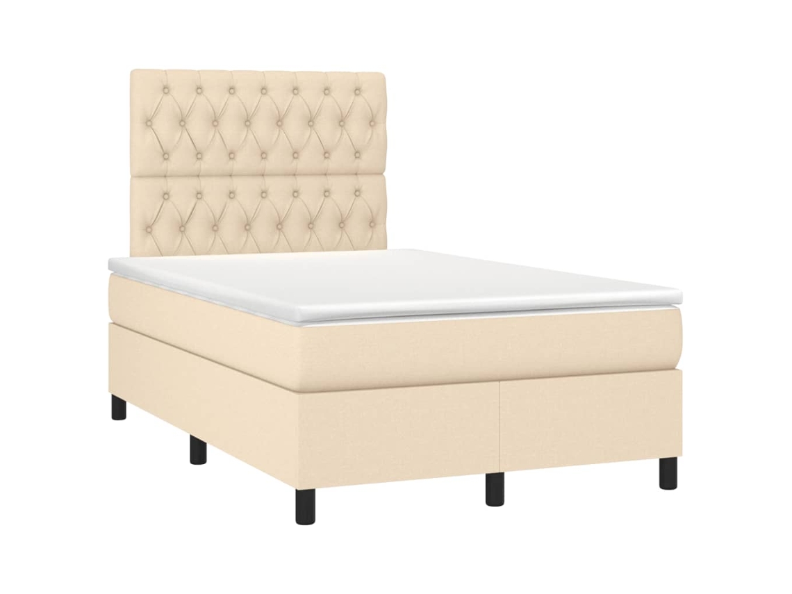 Cama Boxspring com Colchão 120x190cm Tecido Creme MAISON EXCLUSIVE