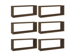 Conjunto de Prateleiras Cubo Parede 6 Peças Derivado da Madeira Carvalho Castanho MAISON EXCLUSIVE