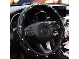 Capinha de Volante Anti derrubamento de Couro Rosa Suave com Strass Brilhante, Universal 15", para Veículos, Suv, Caminhão