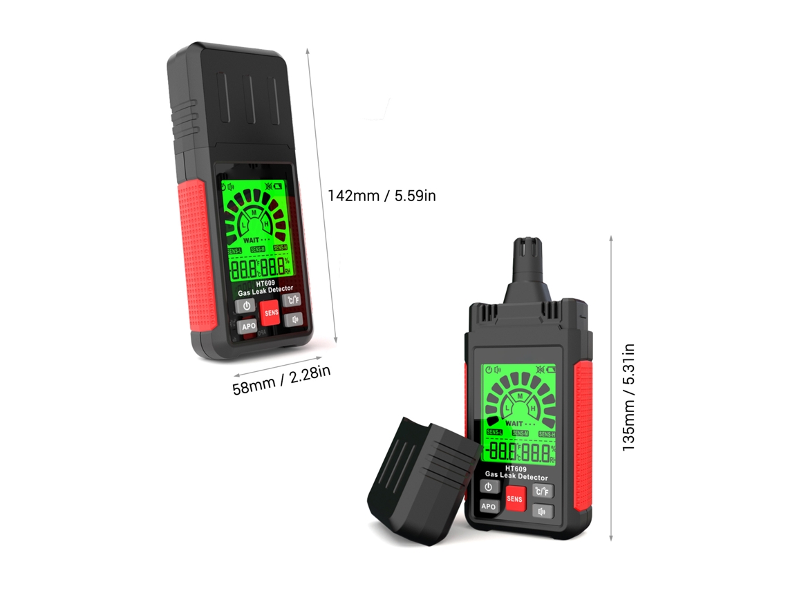 Detector De Fugas De Gás Inflamável Com Tela Lcd E Alarme Visual E Audível