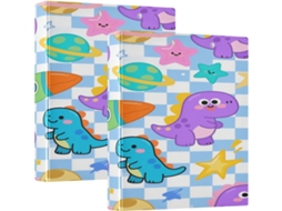 Caderno Fofo De Dinossauro Roxo 3, 8cm 1, 5 Polegadas, Com 3 Argolas E Bolsos, Pacote Com 1 2 Unidade, Material De