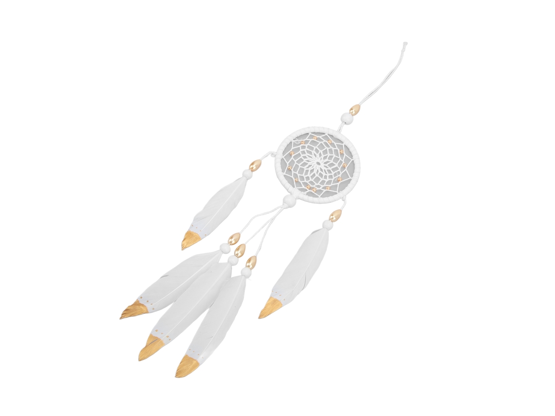Pendente Parede Penas Brancas Retro Romântico Dreamcatcher