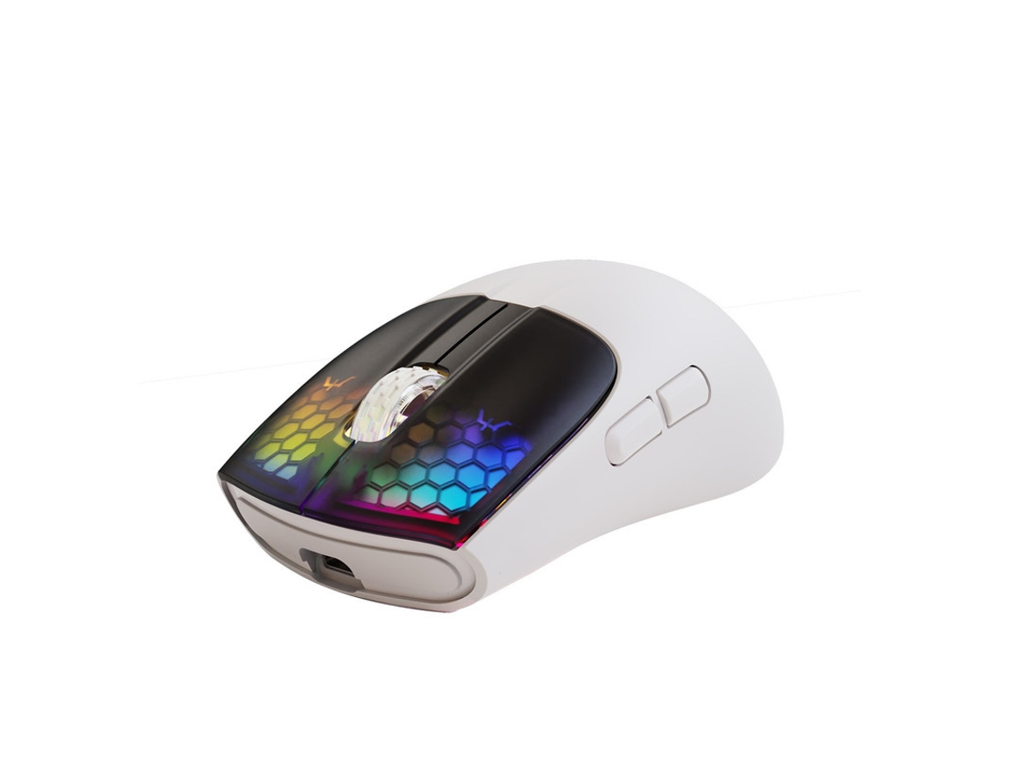 Rato Yizhood X5 3 Modos Recarregáveis Paw3212 Sensor Óptico Sem Fio Rgb Gaming Bateria E Sports Pretobranco
