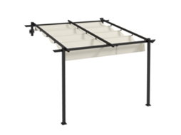 Pérgola 3x3m Resistente Vento Teto Ajustável Jardim Terraço Creme VELTRIX