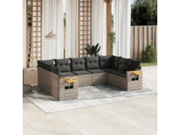 Vidaxl 9 Pcs Conjunto Sofás P/ Jardim Com Almofadões Vime Pe Cinzento