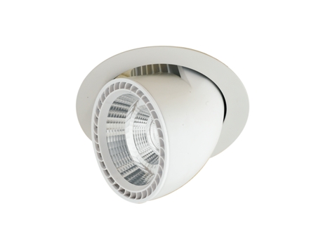 Refletor Led Delta Embutido em Alumínio Branco Acetinado e Refletor Prata 20W 3000K com Cabeça Extraível e Ajustável