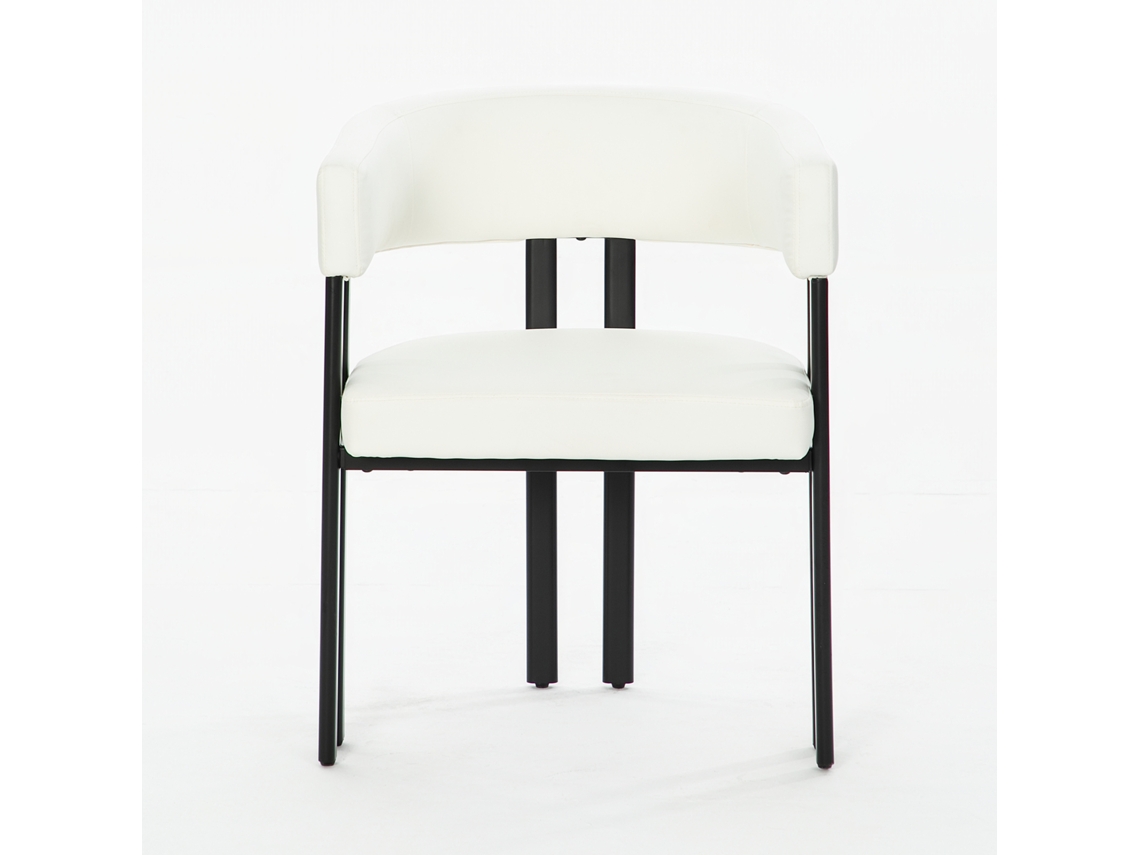 Cadeira Moderna De Imitação De Couro Com Braços E Encosto Curvo - Ideal Para Cozinha, Sala De Jantar E Restaurante.