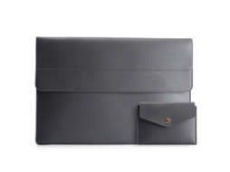 Conjunto De 2 Capas Para Laptop Em Couro Sintético 13,3 Cinza Escuro Slowmoose