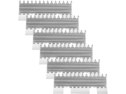 Conjunto de 6 lâminas de aço inoxidável, fáceis de guardar, com lâmina de corte e dentes serrilhados, ideais para cortar alimentos.