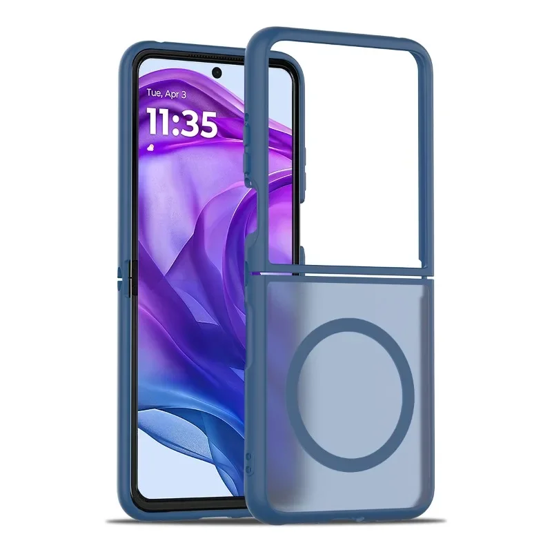 (azul, Motorola Razr 2022) Capa Dobrável Fosca Com Carregamento Magnético, Textura Agradável Ao Toque E Resistente A Impactos.