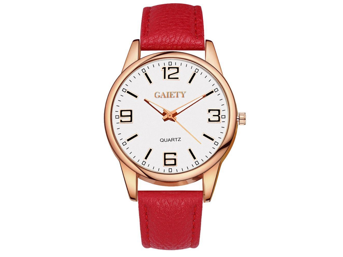 Reloj De Mujer De Moda Gaiety Con Dial Redondo Correa Pu Analógico De Vestir Rojo