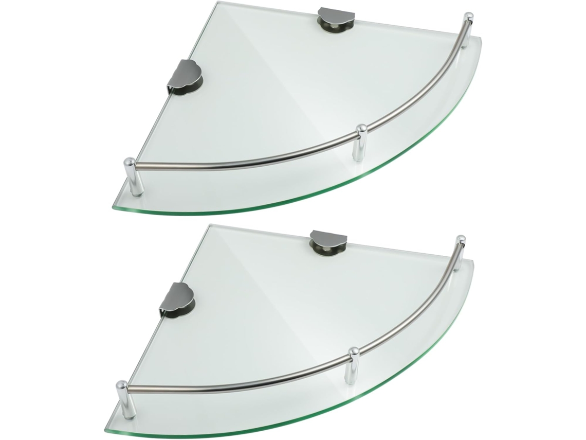 Conjunto De 2 Prateleiras De Canto Triangulares Em Aço Inoxidável Para Banheiro