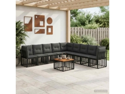 Vidaxl Conjunto De Sofás Para Exterior 10 Unid. Preto E Cinza Escuro