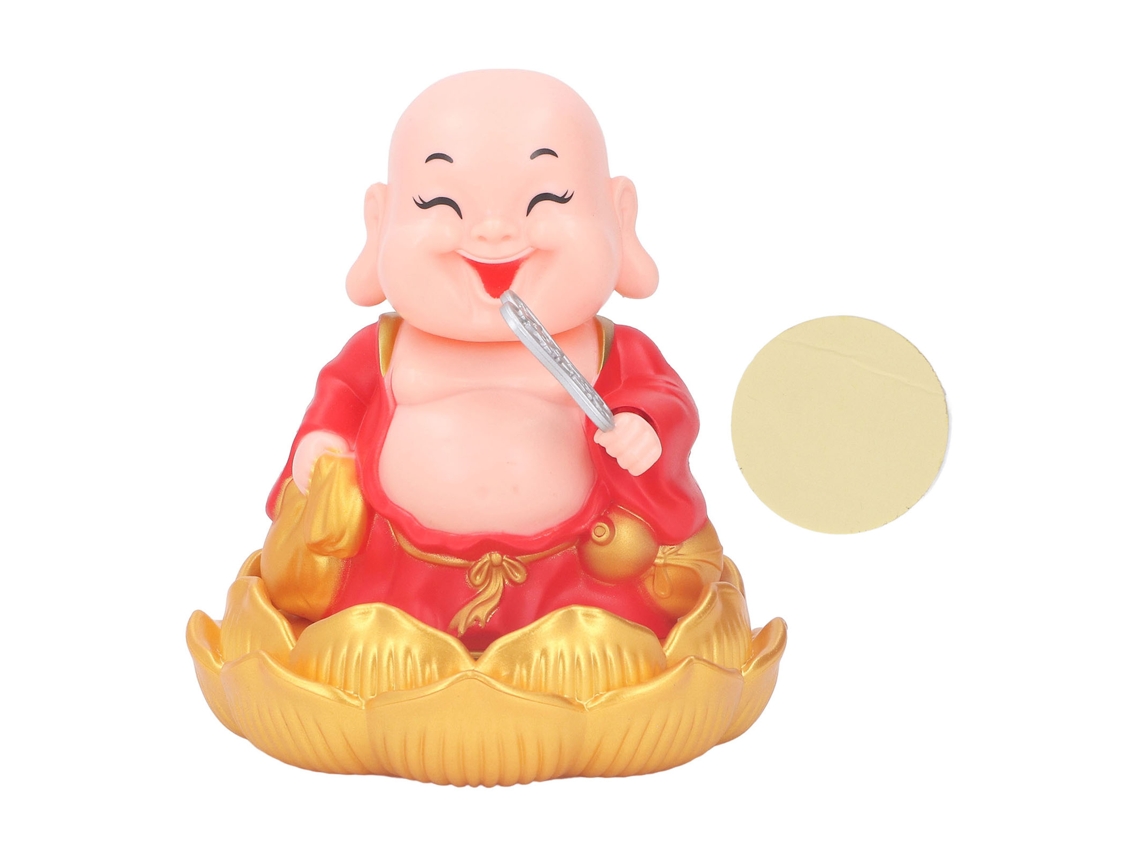 Buda Risonho Maitreya Solar Automático Balançar Cabeça Brinquedo Decorativo Carro Mesa Vermelho S/MARCA