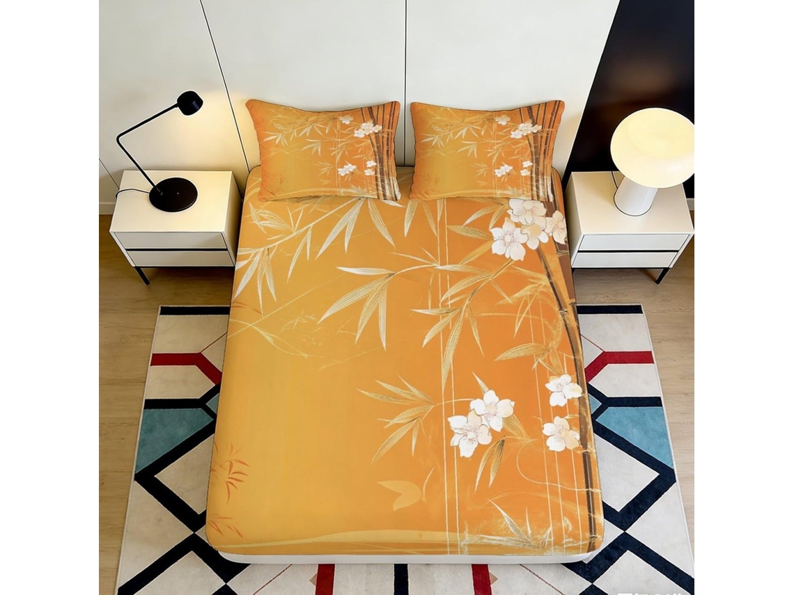 Conjunto de Cama com Estampa Floral 3d Bamb Microfibra Fronha 200x25cm