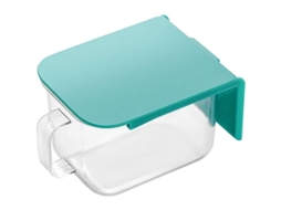 Armário de cozinha Rebe-container para parede com escorredor, caixa, garrafa térmica e saleiro. Hermético, transparente, azul claro.