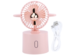Ventilador de mesa portátil com carregamento USB e cabeça oscilante para quarto e mesa, rosa.