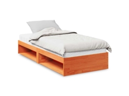 Vidaxl Sofá-cama Com Colchão 90x200 Cm Pinho Maciço Castanho-mel